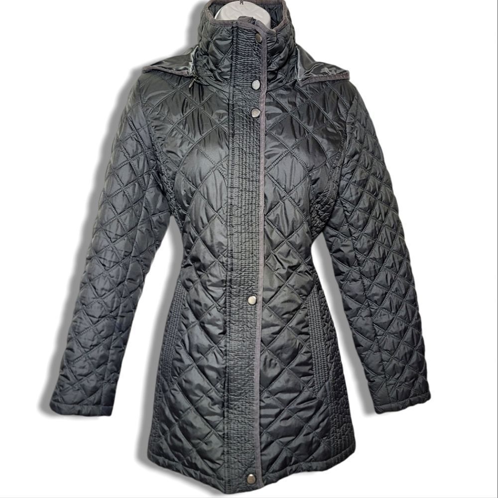 Marc Newyork Andrew Marc Olive Green Quilted Hooded Lightweight Puffer Coat